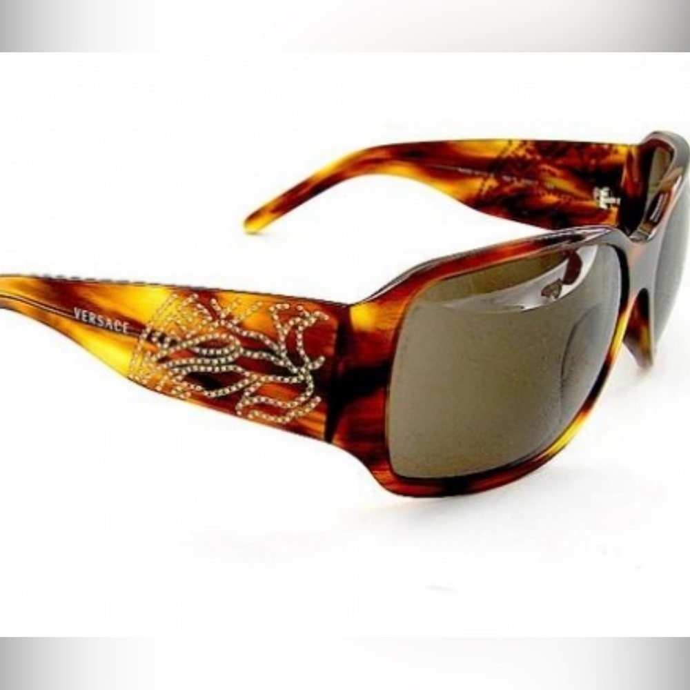 🆕 Authentic Versace Brown Sunglasses with Swaroski Crystals Details - Picture 3 of 11